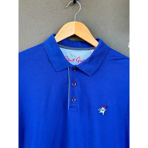 Robert Graham Men's Large Cobalt Blue Embroidered Devil Polo Classic Fit - Picture 3 of 10